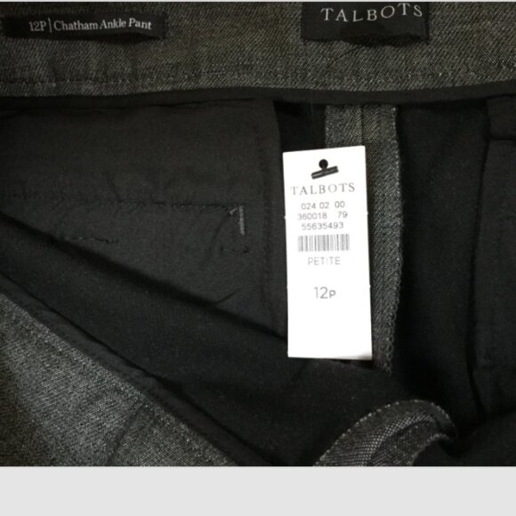 Talbots Women Size 12P Chatham Ankle Pant Sits Waist Slim Leg Gray Side Zip NWT - Picture 10 of 10